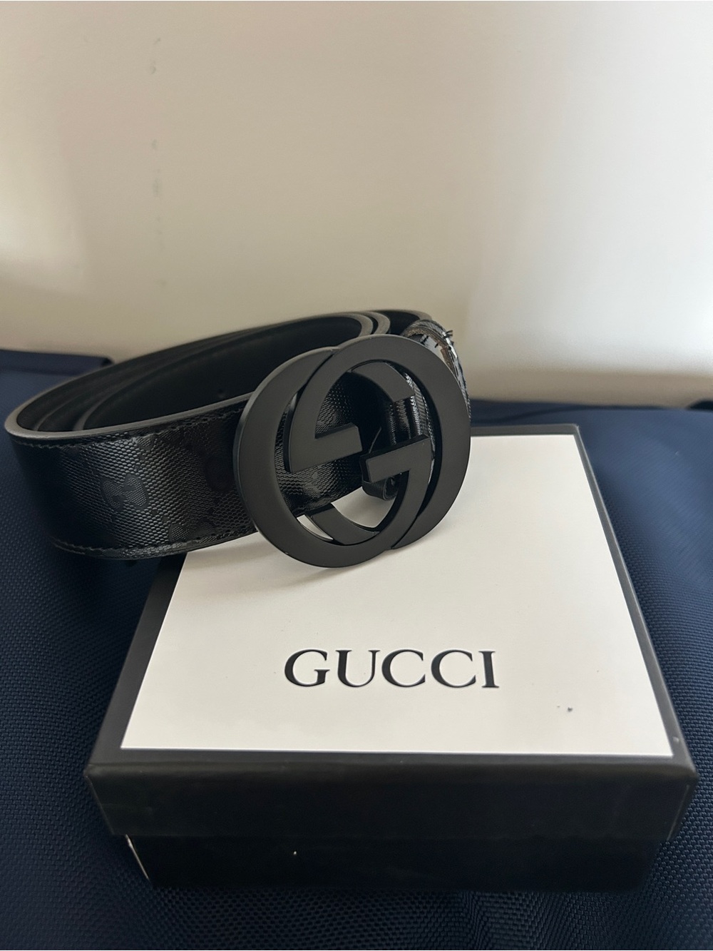 Gucci Black Interlocking G Leather Belt